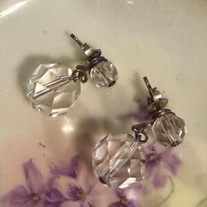 Antique Elegant Rock Crystal Earrings, Pool of Light Style